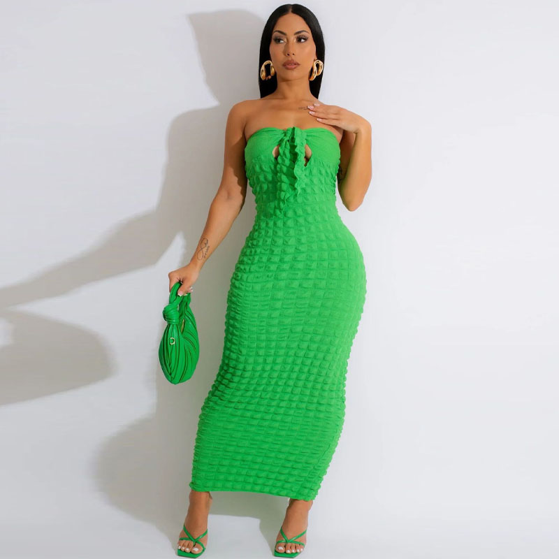 a women in a green dress